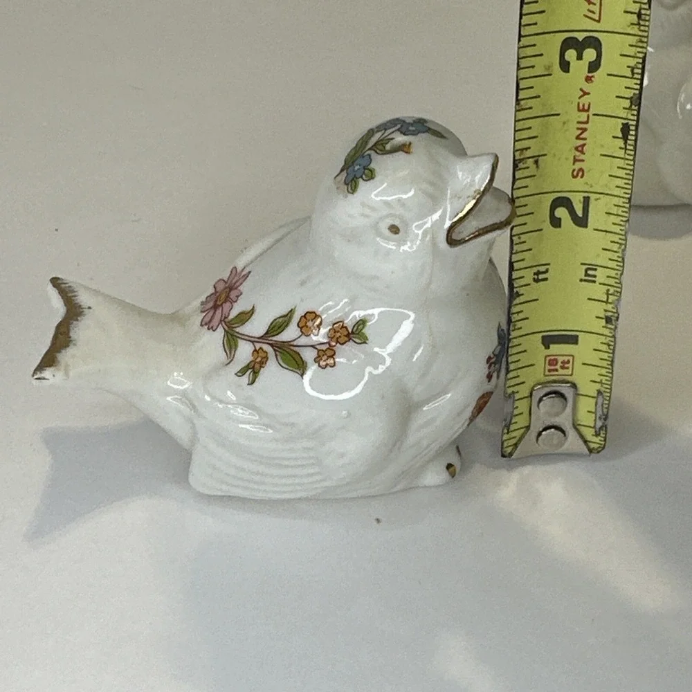 Bone China Bird Salt & Pepper Shakers Floral Gold Tip Vintage